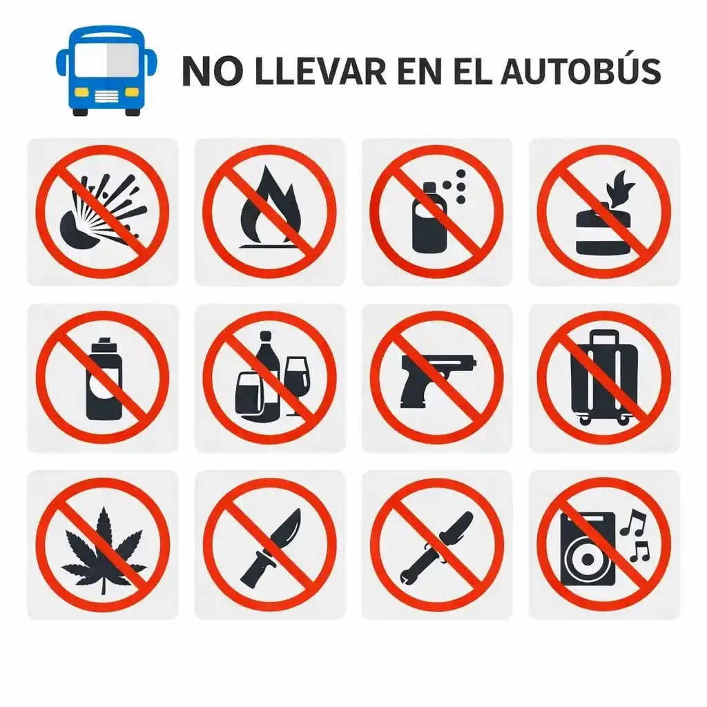 Objetos prohibidos en autobuses